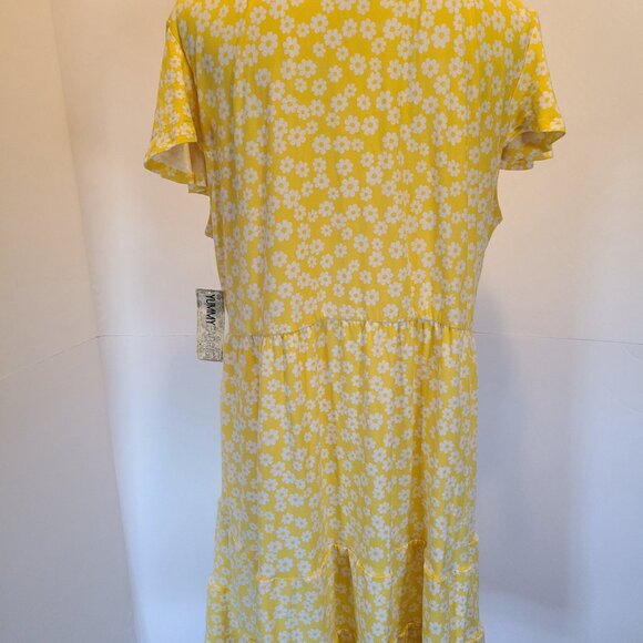DEREK HEART JUNIORS 2X YELLOW SUPER SOFT&YUMMY COMFY V-NECK PULLOVER MIDI DRESS - Picture 9 of 10